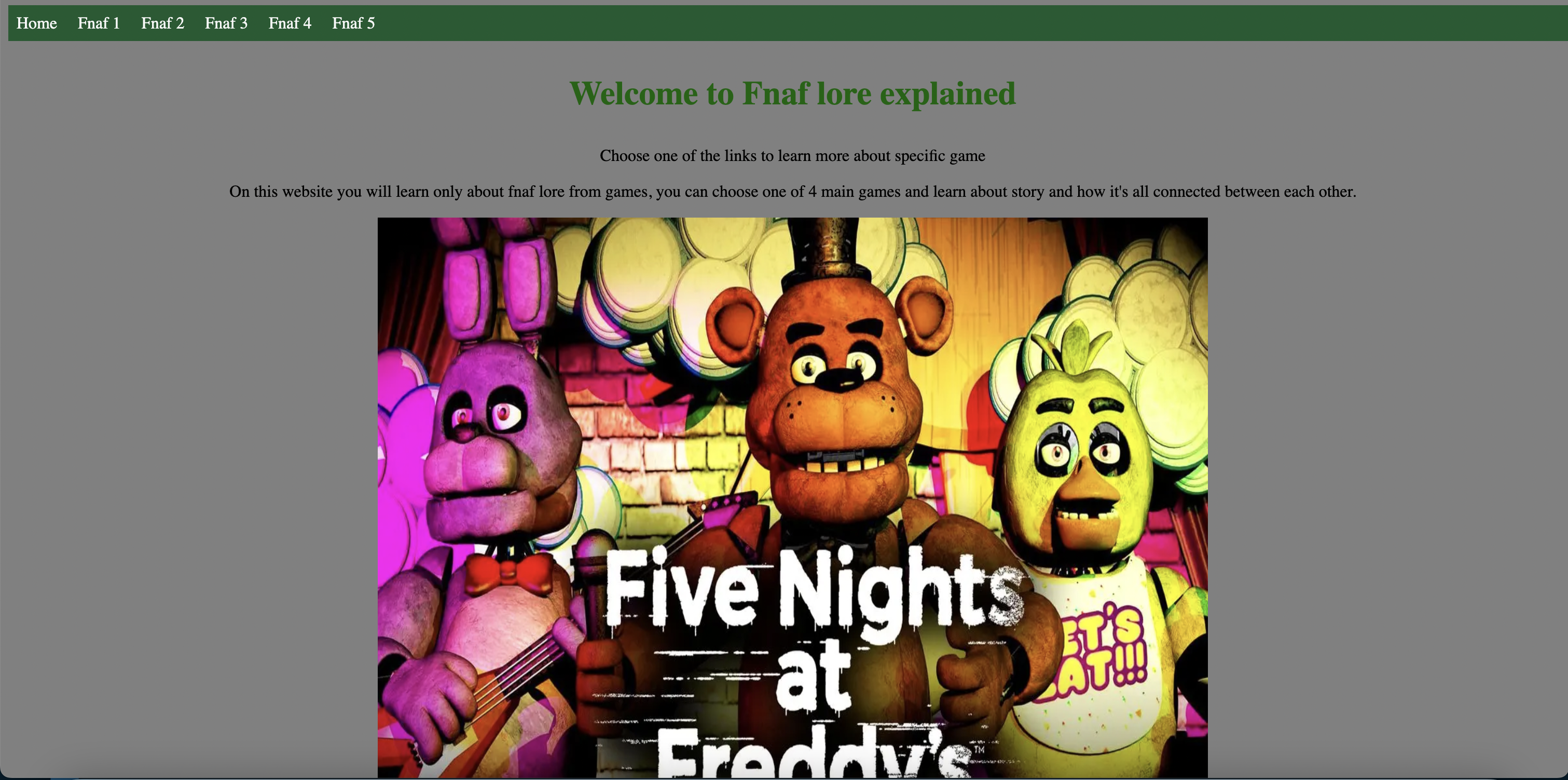 Web page that tells about video game